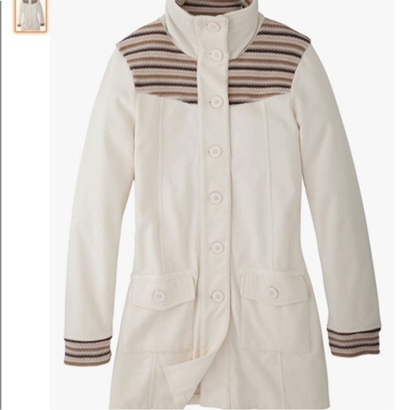 Prana Rowen Jacket – Ivory‎ & Brown | Women’s Size Large (Fits Like Medium) - Picture 1 of 15